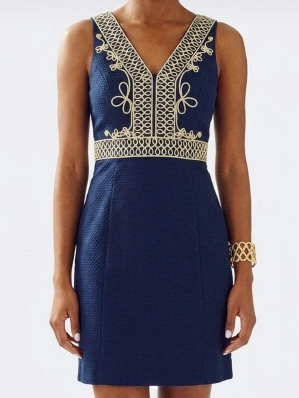 EUC Lilly Pulitzer Avaline Shift Dress Navy Gold Size 2